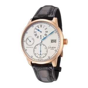 Glashutte Original Senator 1-58-04-04-05-04  Chronometer Regulator 42Mm 18K Rose Gold Black Leather Strap Men’S Watch