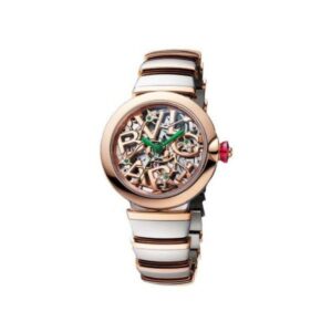 Bvlgari Lvcea Skeleton 33Mm Stainless Steel/18Kt Rose Gold Ladies Watch
