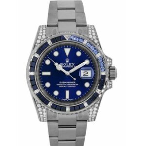 Rolex Submariner Date White Gold Diamond Sapphire 40Mm Men’S Watch