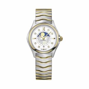 Ebel Wave Moonphase Diamond Silver Dial 30Mm Two-Tone Ladies Watch