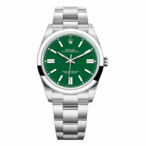 Rolex Oyster Perpetual 124300-0005 Green Index Dial Smooth Bezel 41Mm Stainless Steel Men’S Watch