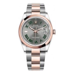 Rolex Datejust 126201 Slgro Everose Gold & Stainless Steel Smooth 36Mm Wimbledon Dial Unisex Watch