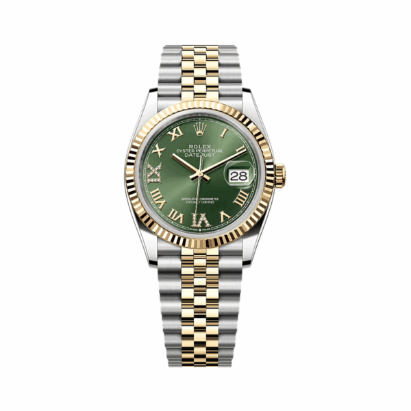 Rolex Datejust Automatic 126233-0025 Yellow Gold Olive Green Dial 36mm Women’s Watch