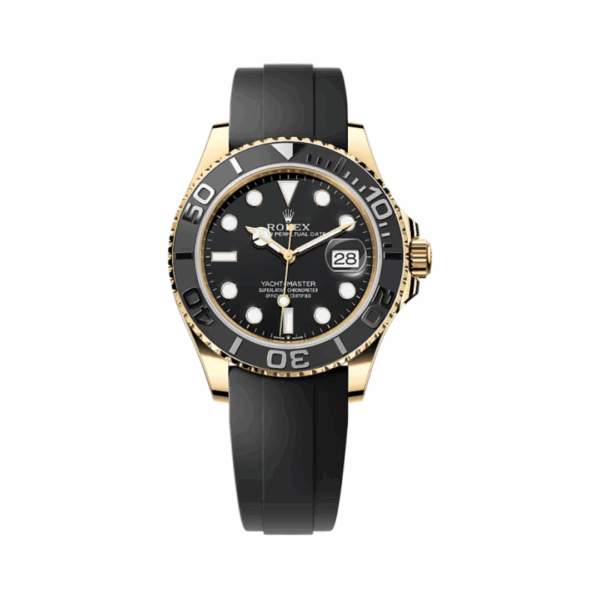 Rolex Yacht-Master 226658-0001 Black Dial 42Mm Yellow Gold Black Straps Men’S Watch