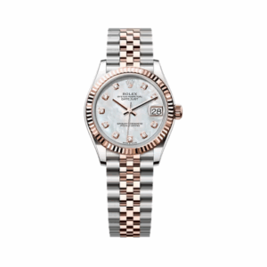 Rolex Datejust 278271-0026 Mother Of Pearl Diamond Dial Rose Gold Fluted Bezel 31Mm Stainless Steel And 18K Rose Gold Jubilee Bezel Ladies Watch