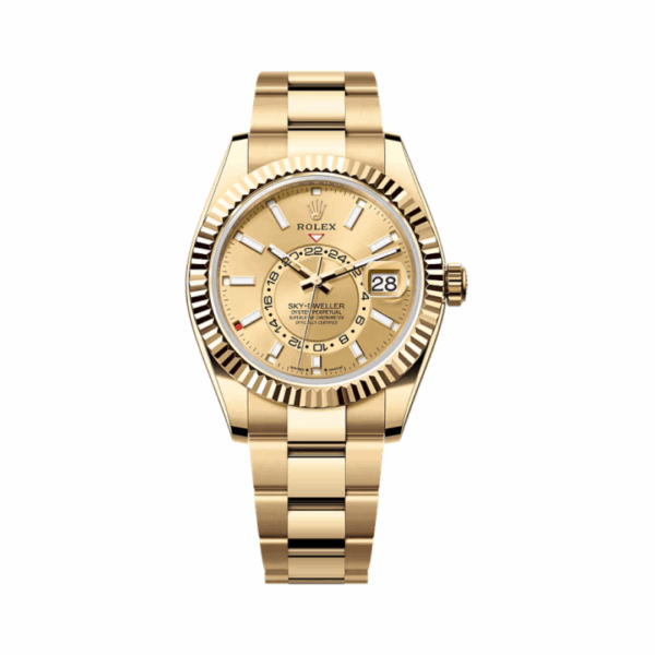 Rolex Sky-Dweller 336938-0001 Yellow Gold Champagne Dial 42mm Men’S Watch