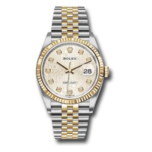 Rolex Datejust 126233 SJDJ Silver Diamond Dial Fluted Yellow Gold Bezel 36Mm Steel And Yellow Gold Ladies’ Watch