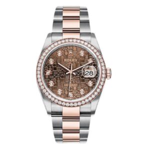 Rolex Datejust 126281 Chojdo Chocolate Diamond Dial 36Mm Diamond Set Bezel 18K Everose Gold And Oystersteel Unisex Watch
