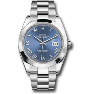 Rolex Datejust 126300 BLRO Blue Roman Numerals Dial Smooth Bezel 41Mm Stainless Steel