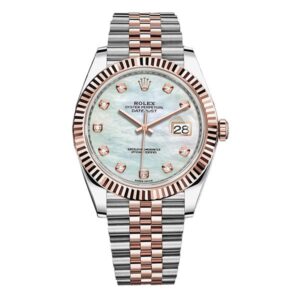 Rolex Datejust 126331 Mop Mother Of Pearl Diamond Dial 41Mm 18K Everose Gold And Stainless Steel Jubilee Bracelet Men’S Watch