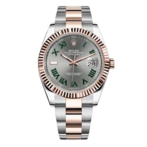 Rolex Datejust 126331 Slgro Slate Grey Green Roman Fluted Bezel 41Mm Everose Gold & Oystersteel Men’S Watch