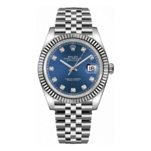 Rolex Datejust 126334-0016 Blue Diamond Dial Fluted Bezel 41mm Stainless Steel Jubilee Bracelet Men’S Watch