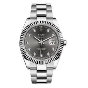 Rolex Datejust 126334-0005 Dark Rhodium Diamond Dial 41mm Oystersteel Oyster Bracelet Men’s Watch