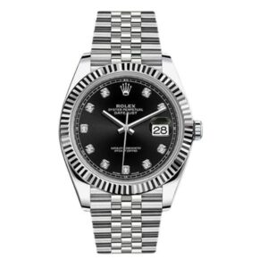 Rolex Datejust 126334-0012 Black Diamond Dial White Gold Bezel 41mm Oystersteel Jubilee Bracelet Men’s Watch