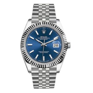 Rolex Datejust 126334-0002 Blue Index Dial White Gold Fluted Bezel 41mm Oystersteel Jubilee Bracelet Men’S Watch
