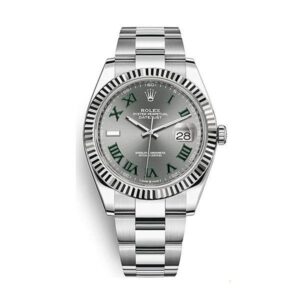 Rolex Datejust 41Mm Grey Dial With Green Roman Numeral Men’S Watch