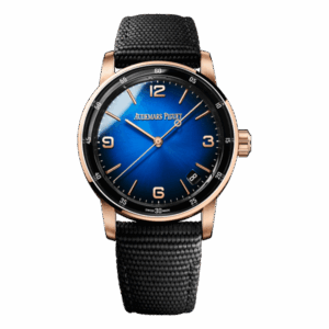 Audemars Piguet Code 11.59 15210Or.Oo.A002Kb.03 Smoked Blue Dial Selfwinding 41Mm Rose Gold Black Fabric Straps Men’S Watch