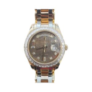 Rolex Oyster Perpetual Day-Date 39Mm Diamond Set Dark Mop Dial Ladies Watch