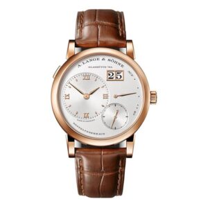 A. Lange And Sohne Lange 1 191.032 Argente Dial Power Reserve 18K Rose Gold Reddish Brown Leather Strap Men’S Watch