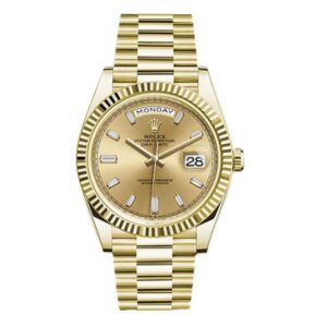 Rolex Day Date 228238 Chbdp Champagne Baguette Dial 40Mm 18Kt Yellow Gold Men’S Watch
