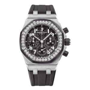 Audemars Piguet Royal Oak Offshore Chronograph 26048Sk.Zz.D002Ca.01 Black Dial Gem-Set Bezel 37Mm Stainless Steel Ladies Watch