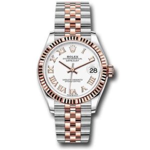 Rolex Datejust 278271 Wrj White Roman Dial Everose Gold Fluted Bezel 31Mm Stainless Steel And 18K Everose Gold Jubilee Bracelet Ladies Watch