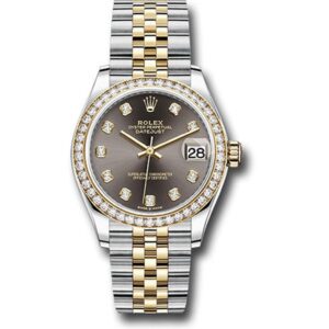 Rolex Datejust 278383Rbr Dkgdj Dark Grey Diamond Dial 31Mm Diamond-Set Bezel 18K Yellow Gold