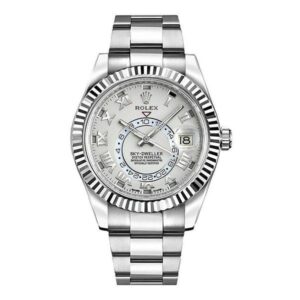 Rolex Sky Dweller 326939 Ivory Roman Fluted Bezel 42Mm 18K White Gold Men’S Watch