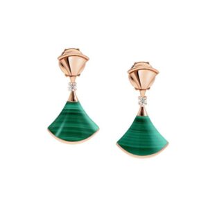 Bvlgari ‘Diva’S Dream Earrings’ 18Kt Rose Gold With Malachite Elements