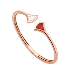 Bvlgari ‘Diva’S Dream Bracelet’ 18Kt Rose Gold Bangle Set With Mother-Of-Pearl And Carnelian Elements