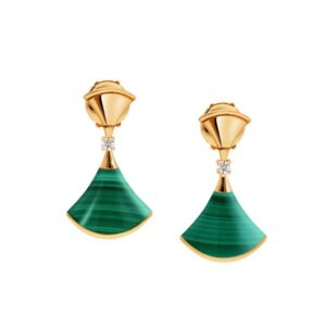 Bvlgari ‘Diva’S Dream Earrings’ In 18Kt Yellow Gold Set With Malachite And Round Brilliant-Cut Diamonds