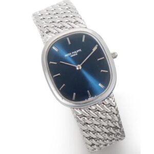 Patek Philippe Ellipse 3738/117 Automatic Sunburst Navy Blue Dial 31Mm X 35.5 Mm 18K White Gold Ladies Watch