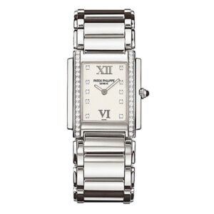Patek Philippe Twenty~4 4910/10A-011 Stainless Steel White Dial Diamond-Set Bezel 25Mm X 30Mm Stainless Steel Ladies Watch