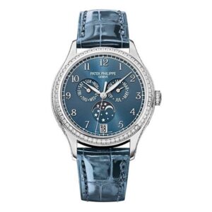 Patek Philippe Complications 4947G-001 Annual Calendar 18K White Gold Diamond-Set Bezel Ladies Watch
