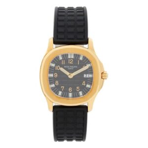 Patek Philippe Aquanaut 4960J Black Dial Yellow Gold 30Mm Black Rubber Straps Ladies Watch