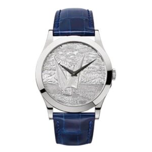 Patek Philippe Calatrava 5089G-015 Silver Dial 38.6Mm Limited Edition 18K White Gold Blue Leather Straps Unisex Watch