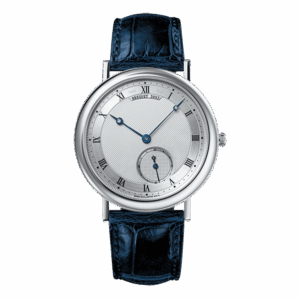 Breguet Classique 5140Bb/12/9W6 Silver Roman Dial 40Mm 18Kt White Gold Blue Leather Straps Men’S Watch