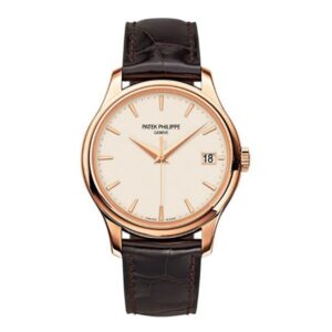 Patek Philippe Calatrava 5227R-001 Ivory Dial 39Mm 18K Rose Gold Dark Chestnut Leather Men’S Watch