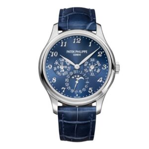 Patek Philippe Grand Complications 5327G-001 Royal Blue Dial Perpetual Calendar 39Mm 18K White Gold Blue Leather Straps Men’S Watch