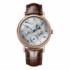 Breguet Classique 5327Br/1E/9V6 Silver Roman Numerals 39Mm 18Kt Rose Gold Brown Leather Straps Men’S Watch