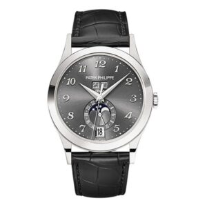 Patek Philippe Annual Calendar 5396G-014 Charcoal Gray Dial White Gold 38.5Mm Black Leather Straps Men’S Watch