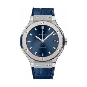 Hublot Classic Fusion 565.NX.7170.LR 38Mm Blue Dial Titanium Automatic Unisex Watch