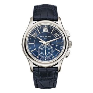 Patek Philippe Complications 5905P-001 Blue Sunburst Dial 42Mm Platinum Blue Leather Straps Men’S Watch