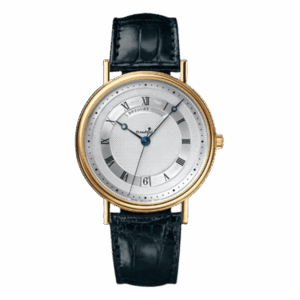 Breguet Classique 5930Ba/12/986 Silver Roman Numerals Automatic 35.5Mm 18K Yellow Gold Black Leather Straps Unisex Watch
