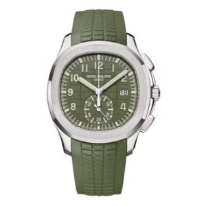 Patek Philippe Aquanaut 5968G-010 Khaki Green Dial Flyback Chronograph 42Mm 18K White Gold Khaki Rubber Strap