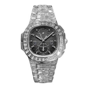 Patek Philippe Nautilus 5990/1400G-001 Travel Time Chronograph 40.5Mm Black Gradated Dial 18K White Gold & Diamonds Men’S Watch