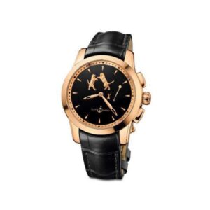 Ulysse Nardin Hourstriker 18K Rose Gold Black Onyx Dial Dial With Animated Tigers 43Mm Men’S Watch