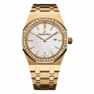 Audemars Piguet Royal Oak 67651Ba.Zz.1261Ba.01 Silver Index Dial 33Mm 18K Yellow Gold Ladies Watch