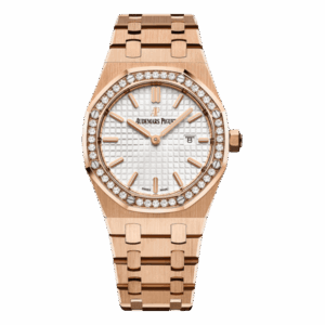 Audemars Piguet Royal Oak 67651Or.Zz.1261Or.01 Silver Index Dial 33Mm 18Kt Rose Gold Ladies Watch