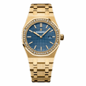 Audemars Piguet Royal Oak 67651Ba.Zz.1261Ba.02 Blue Index Dial Gold 33Mm 18K Yellow Gold Ladies Watch